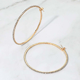 60mm Rhinestone Paved Hoop Earrings