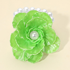 Pearl Accent Floral Stretch Bracelet