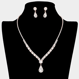 Teardrop Stone Accented Rhinestone Necklace