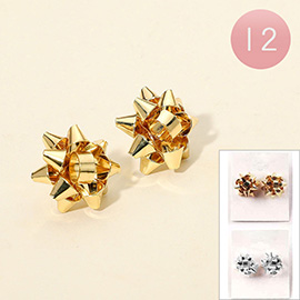 12Pairs - Holiday Bow Stud Earrings