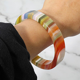 Bold Striped Resin Round Bangle Bracelet