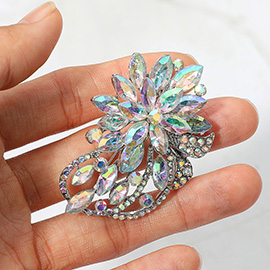 Floral Rhinestone Pin Brooch / Pendant