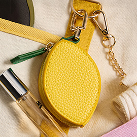 Genuine Leather Lemon Coin Purse / Keychain / Bag Charm