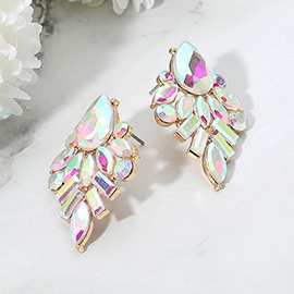 Marquise Baguette Stone Cluster Evening Earrings