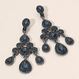 Teardrop Stone Cluster Chandelier Drop Evening Earrings