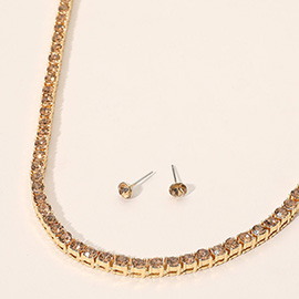 Rhinestone Tennis Chain Evening Necklace