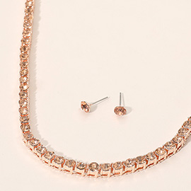 Rhinestone Tennis Chain Evening Necklace