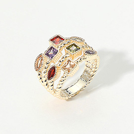 Cubic Zirconia Accent Elegant Multi Row Ring