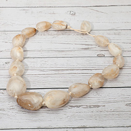 Marbled Chunky Pebble Beaded Statement Necklace