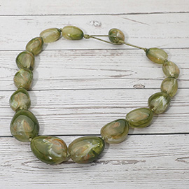 Marbled Chunky Pebble Beaded Statement Necklace