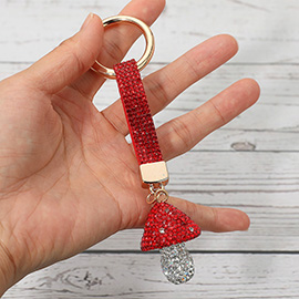 Bling Studded Mushroom Keychain Bag Charm