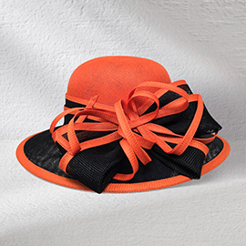 Two Tone Bow Accent Elegant Sinamay Dressy Hat