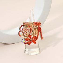 Rhinestone Pave High Heel Flower Lipstick Stretch Ring