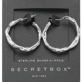 SECRET BOX_Sterling Silver Dipped Textured Hoop Earrings