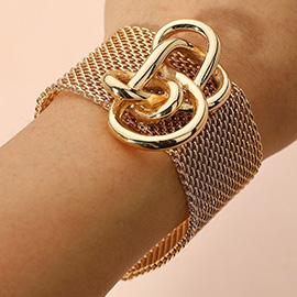 Metal Knot Accent Mesh Magnetic Bracelet