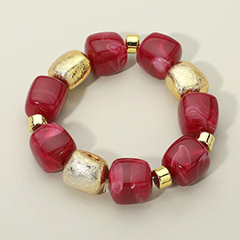 Chunky Marble Textured Beaded Stretch Bracelet