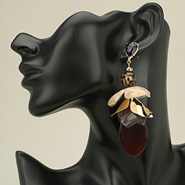 Bold Oversized Resin Floral Petal Drop Statement Earrings