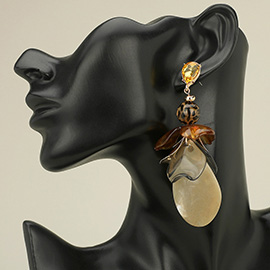 Bold Oversized Resin Floral Petal Drop Statement Earrings