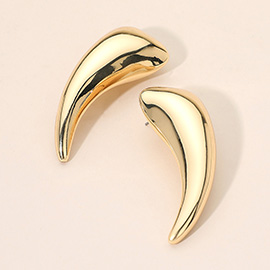 Bold Puffy Metal Abstract Curved Statement Earrings