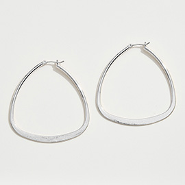 White Gold Dipped Triangle Pin Catch Hoop Earrings