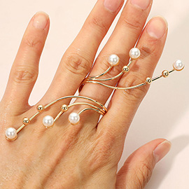 Pearl Bead Accent Flowing Branch Statement Ring