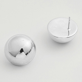 White Gold Dipped Round Dome Stud Earrings