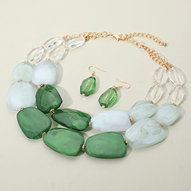 Chunky Abstract Resin Beaded Layered Statement Necklace