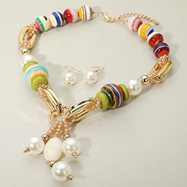 Bold Colorful Resin Ball Pearl Beaded Statement Necklace