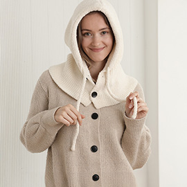 Cozy Drawstring Hooded Knit Scarf Hat