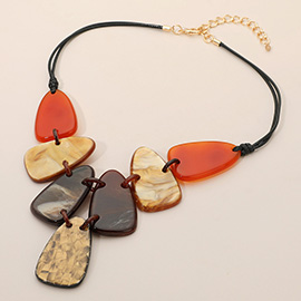 Geometric Resin Plate Link Statement Necklace