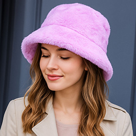 Leopard Patterned Faux Fur Bucket Hat