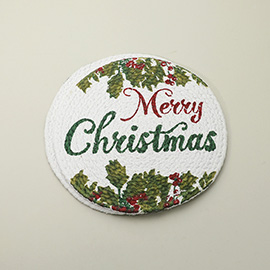 2PCS - MERRY CHRISTMAS Message Wreath Printed Round Trivet