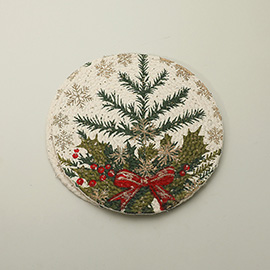 2PCS - Christmas Tree Printed Round Trivet