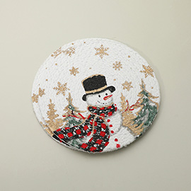 2PCS - Holiday Snowman Snowflake Pattern Printed Round Trivet