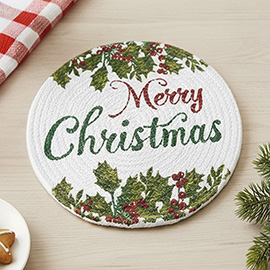 MERRY CHRISTMAS Message Wreath Printed Round Placement