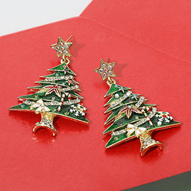 Star Sparkling Christmas Tree Dangle Earrings