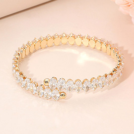 CZ Marquise Stone Cluster Link Adjustable Evening Bracelet