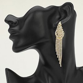 Rhinestone Cascade Tassel Drop Evening Earrings