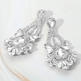 Teardrop Stone Cluster Statement Evening Earrings