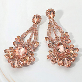Teardrop Stone Cluster Statement Evening Earrings