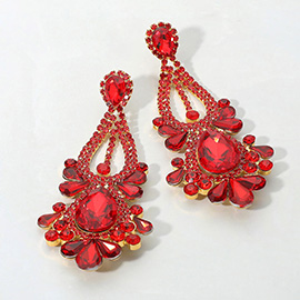 Teardrop Stone Cluster Statement Evening Earrings