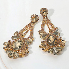 Teardrop Stone Cluster Statement Evening Earrings