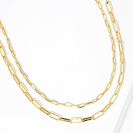 Gold Dipped Double Layered Paperclip Chain Necklace