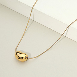 18K Gold Dipped Stainless Steel Bean Pendant Necklace