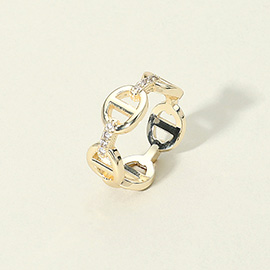 CZ Stone Paved Mariner Link Ring
