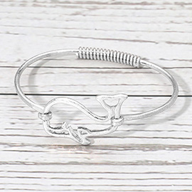 Metal Wire Whale Accent Bangle Bracelet