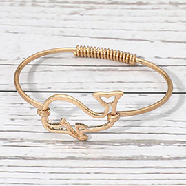 Metal Wire Whale Accent Bangle Bracelet