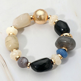 Chunky Mixed Pebble Beaded Stretch Bracelet
