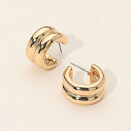 Two Tone Chunky Mini Hoop Earrings