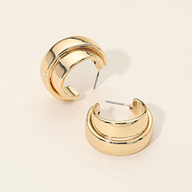 Two Tone Metal Hoop Earrings